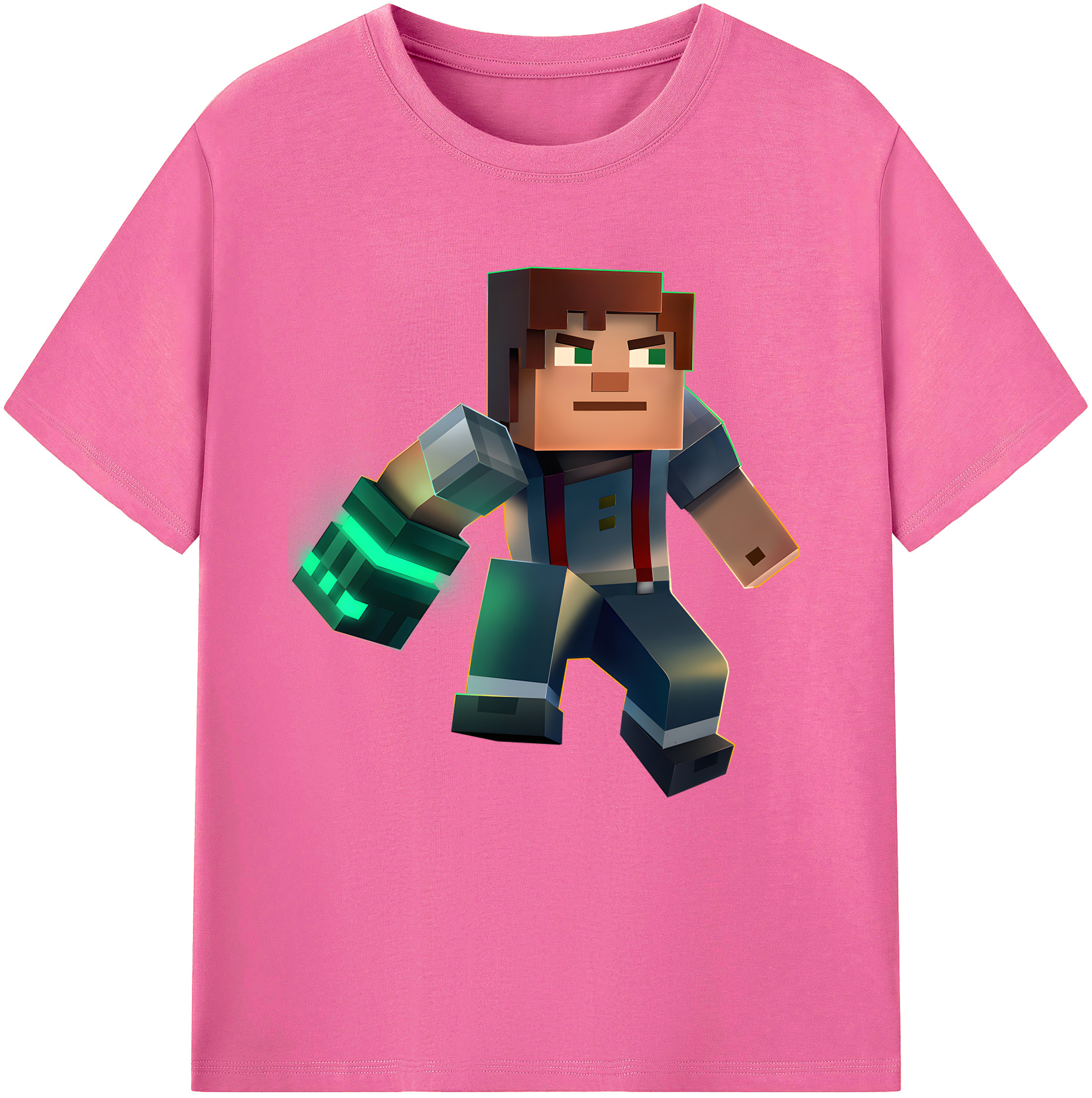 （画像用） マインクラフト ブロックの世界 Minecraft MC Block world レディースカジュアルプリントTシャツ（綿100％）